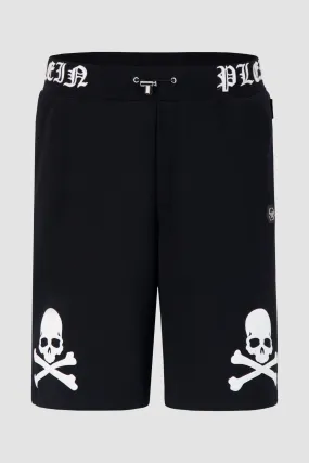 Philipp Plein Black Skull&Bones Jogging Shorts