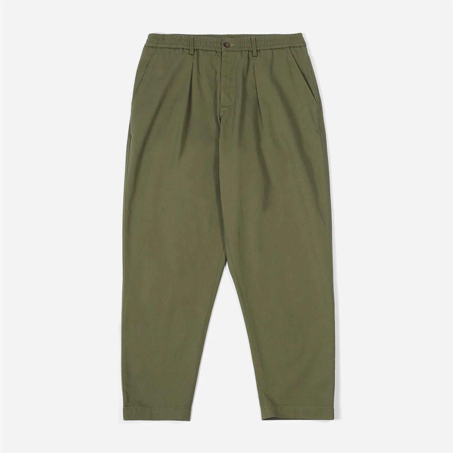 Pleated Track Pant - Light Olive Twill