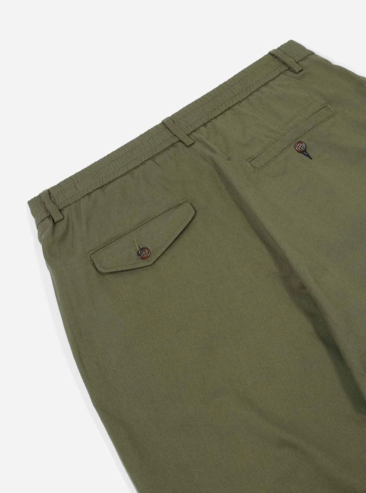 Pleated Track Pant - Light Olive Twill