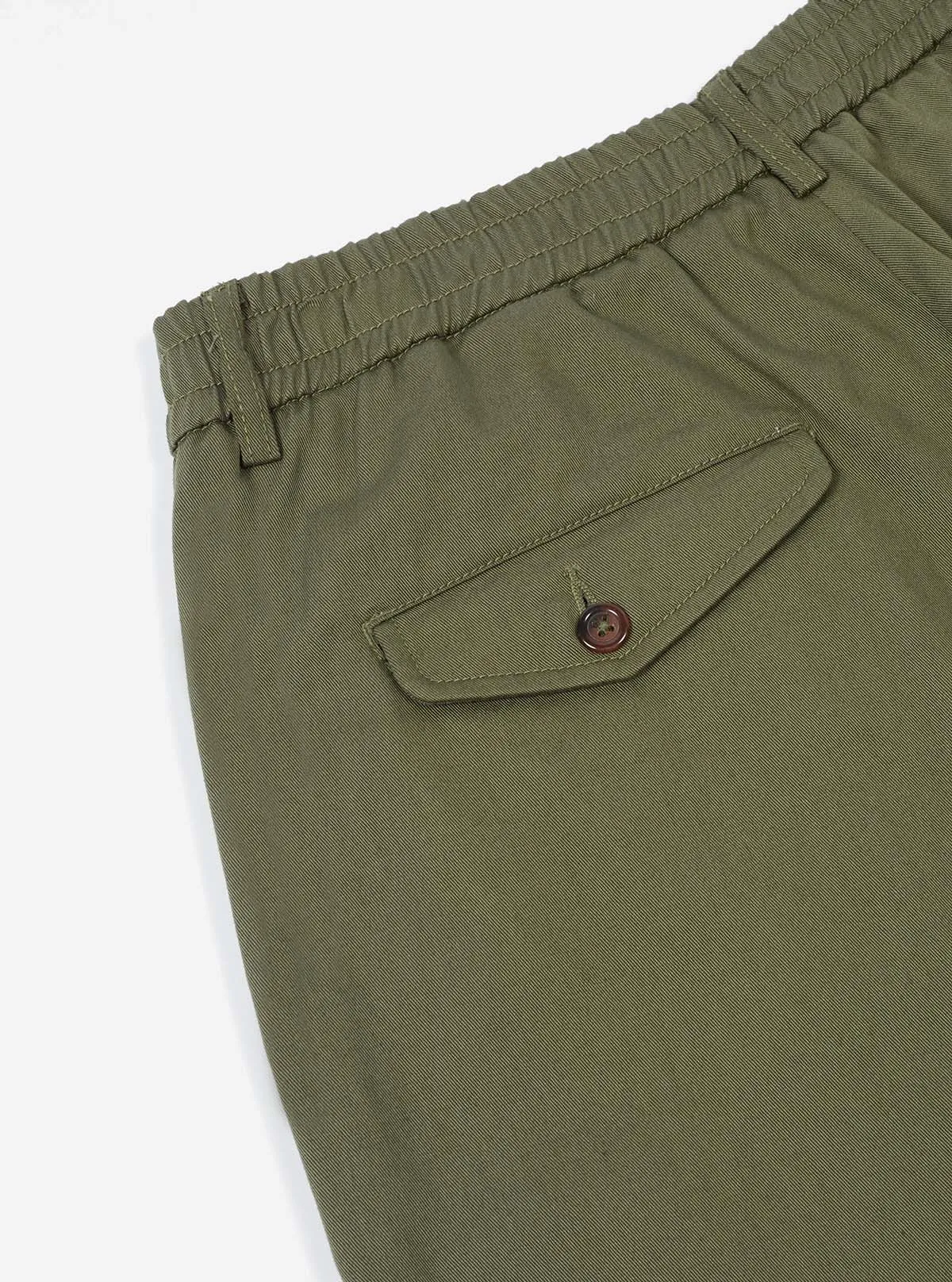 Pleated Track Pant - Light Olive Twill