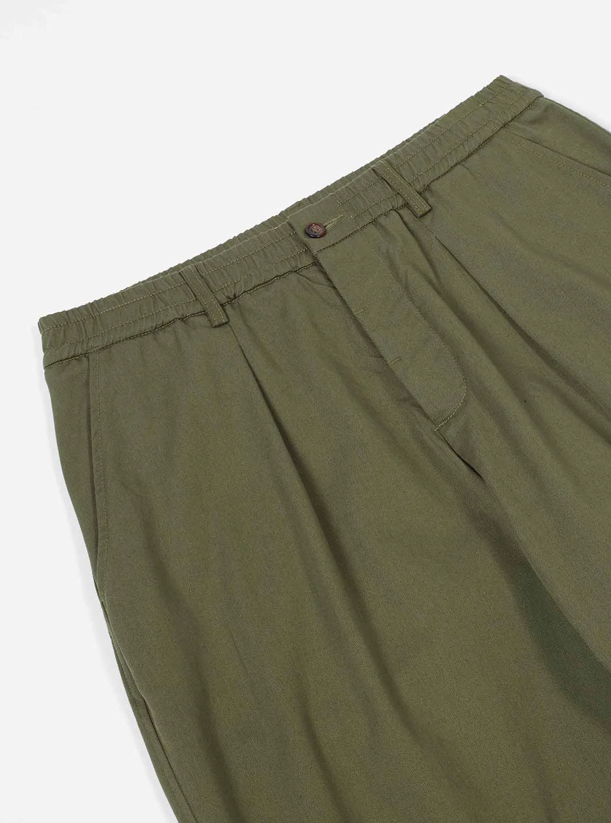 Pleated Track Pant - Light Olive Twill