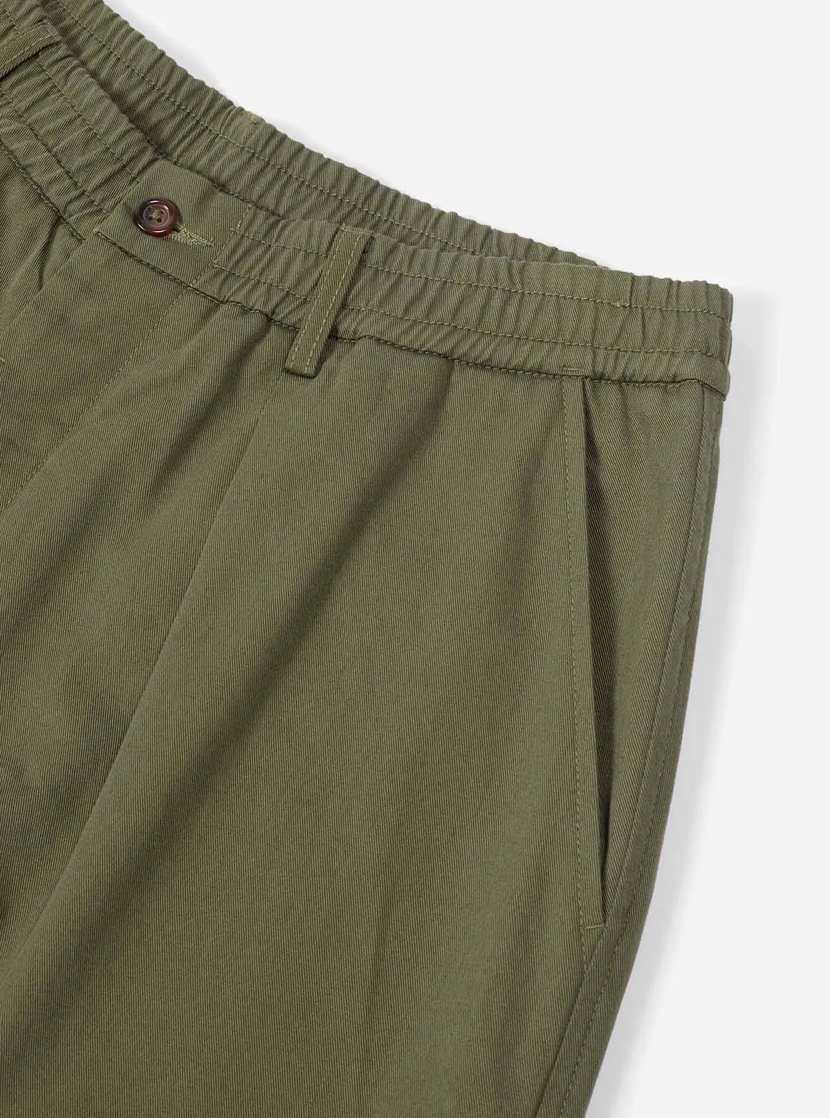 Pleated Track Pant - Light Olive Twill