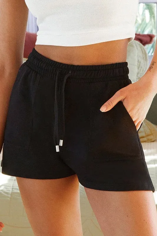 Pocket Detailed French Terry Shorts with Side Slit