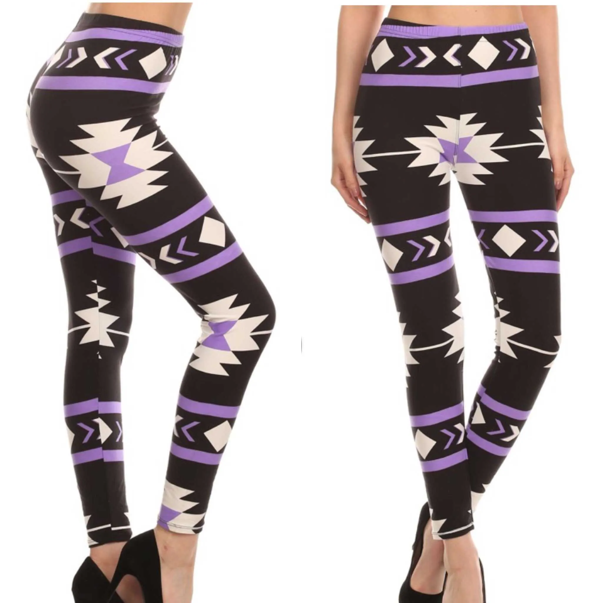 Purple and Black Aztec Print Leggings