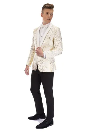 "Camo Lamé" Ivory Shawl Tuxedo Jacket (Separates)