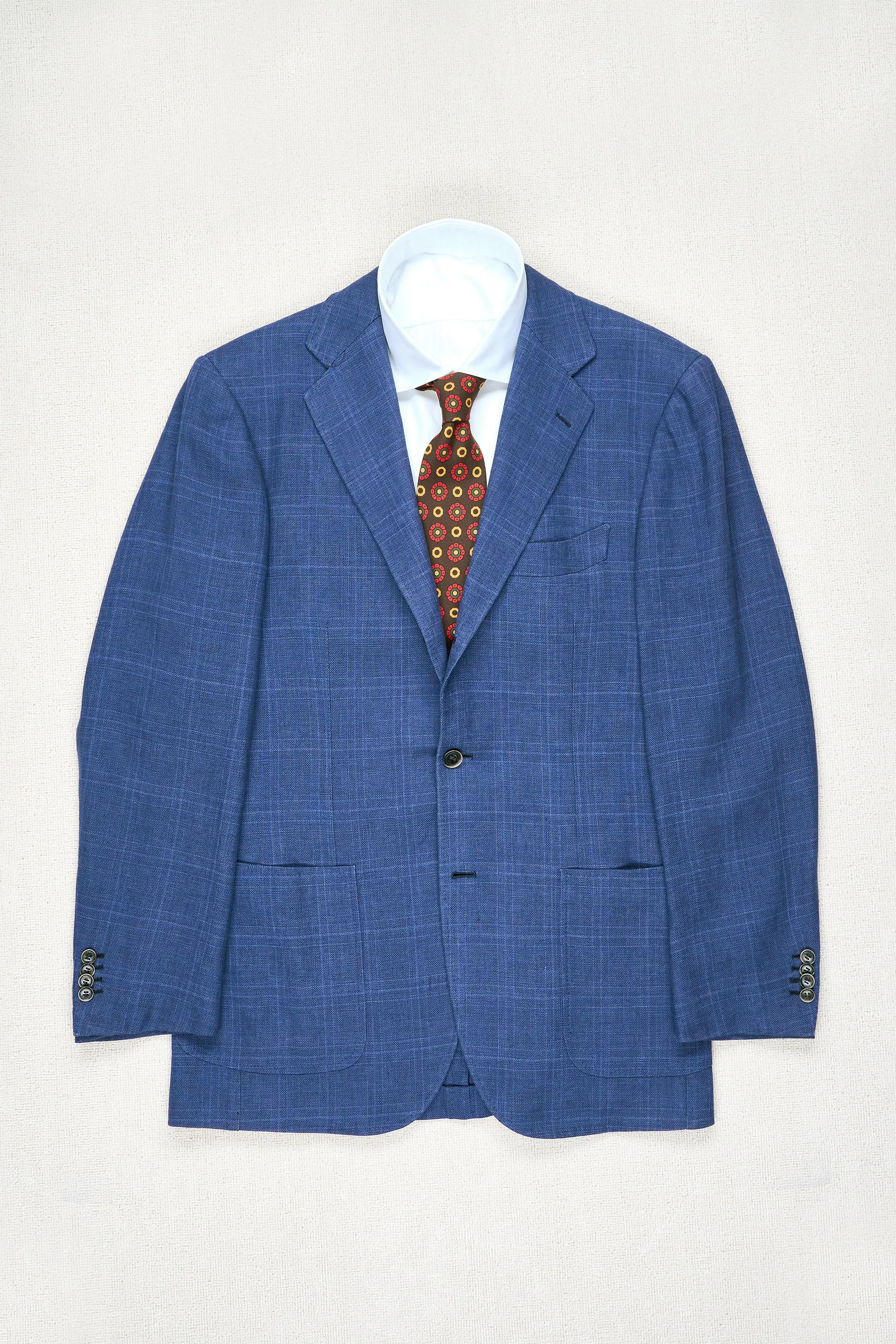 Ring Jacket AMJ01 Blue Water Linen Check Sport Coat