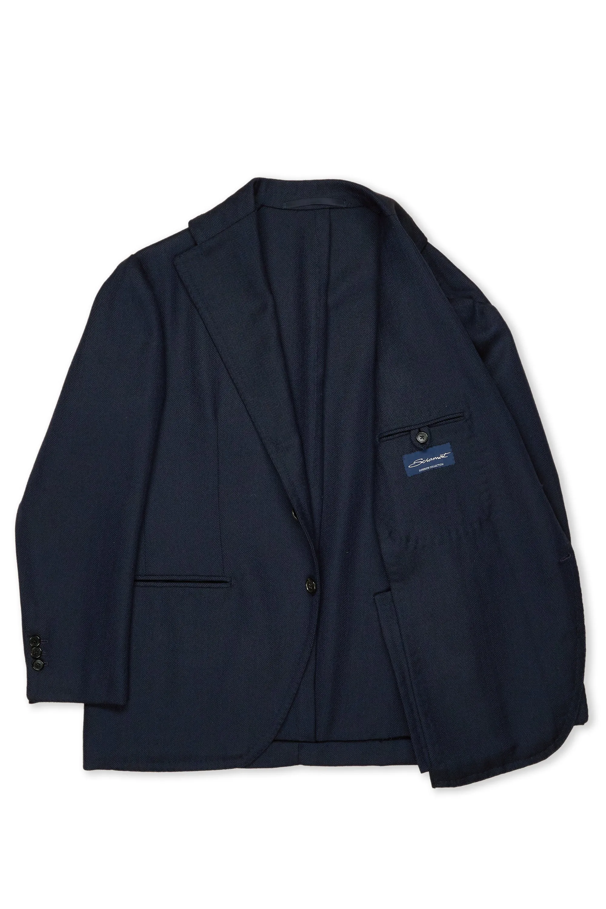 Sciamat Navy Herringbone Wool Sport Coat