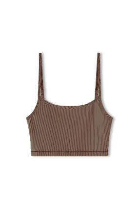 Stripe Rib Singlet - Chocolate