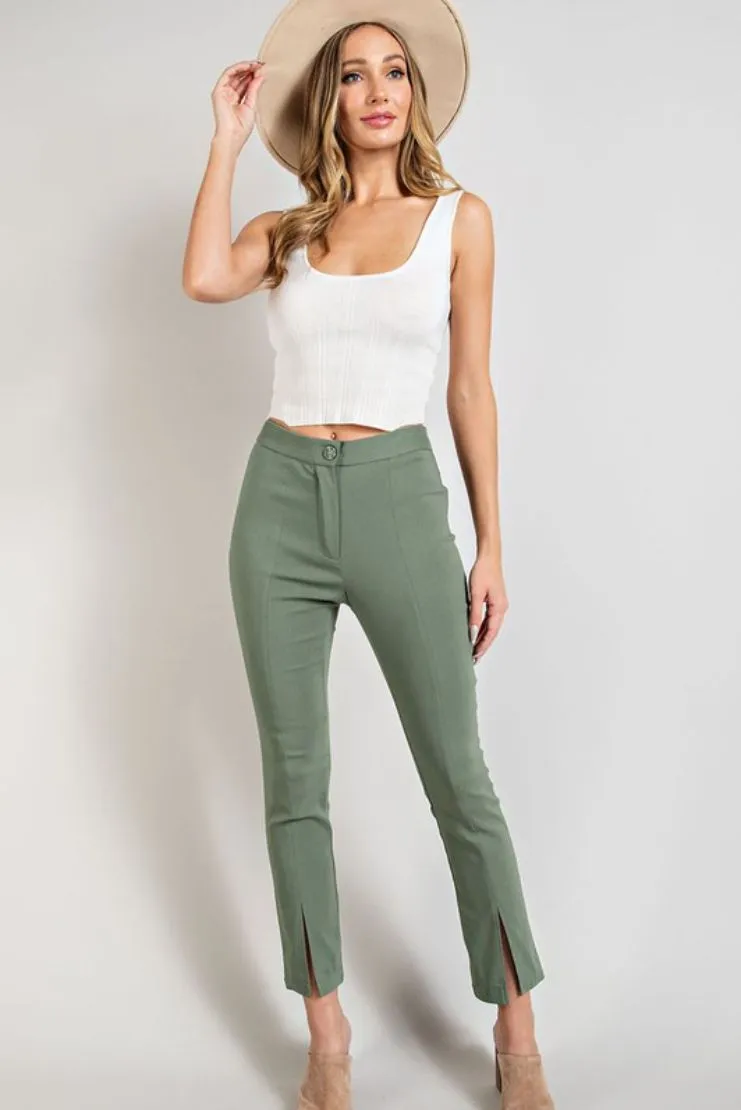 Terri Slim Leg Pants - Olive