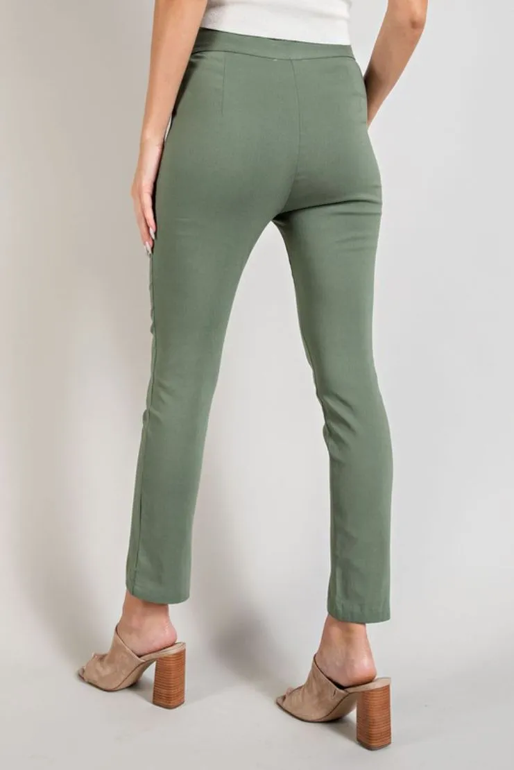 Terri Slim Leg Pants - Olive