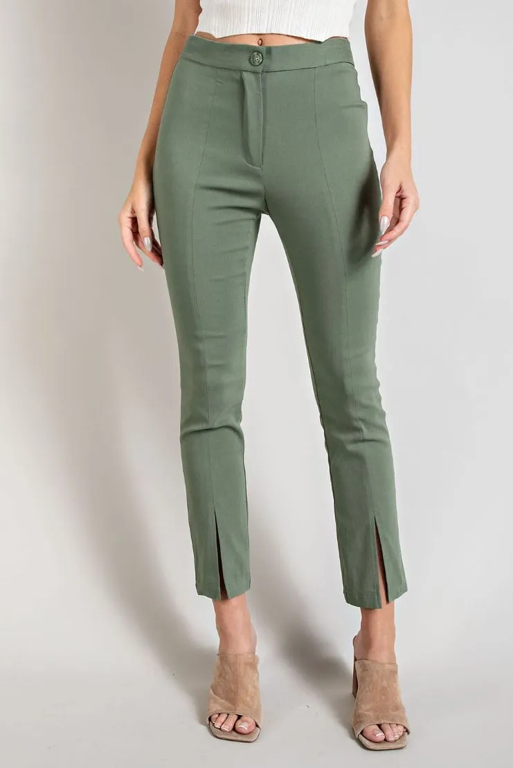 Terri Slim Leg Pants - Olive