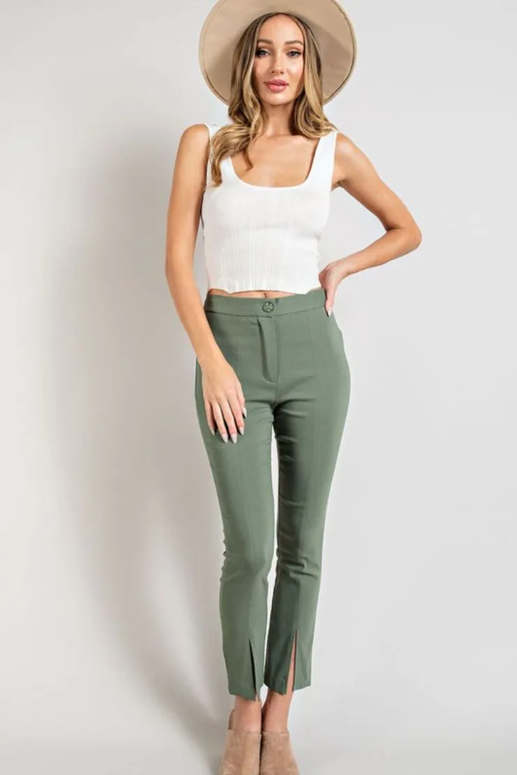 Terri Slim Leg Pants - Olive