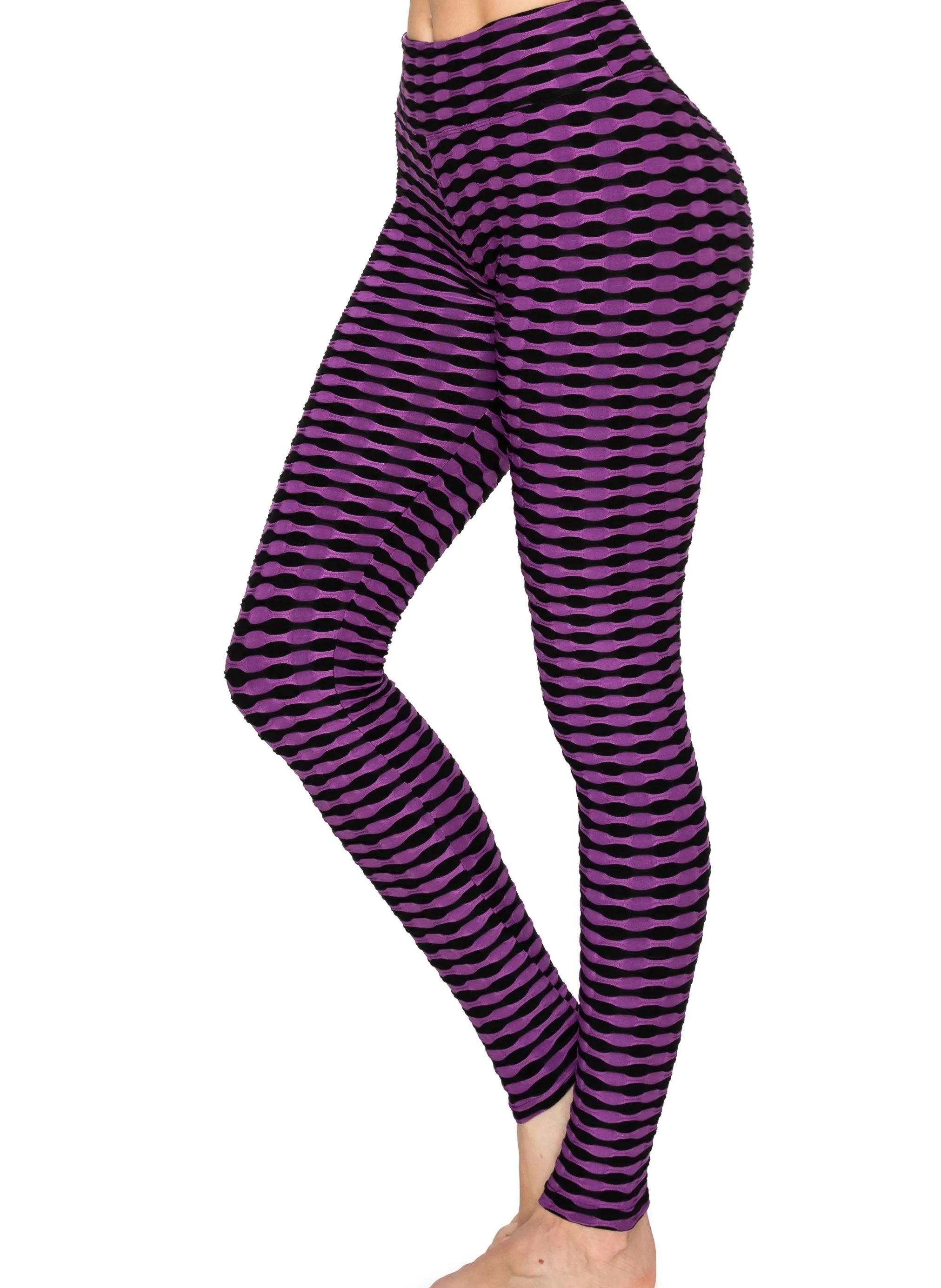 Textured 3D Booty Yoga Pants - High Waist Compression Slimming Butt Lift Patterned Pants