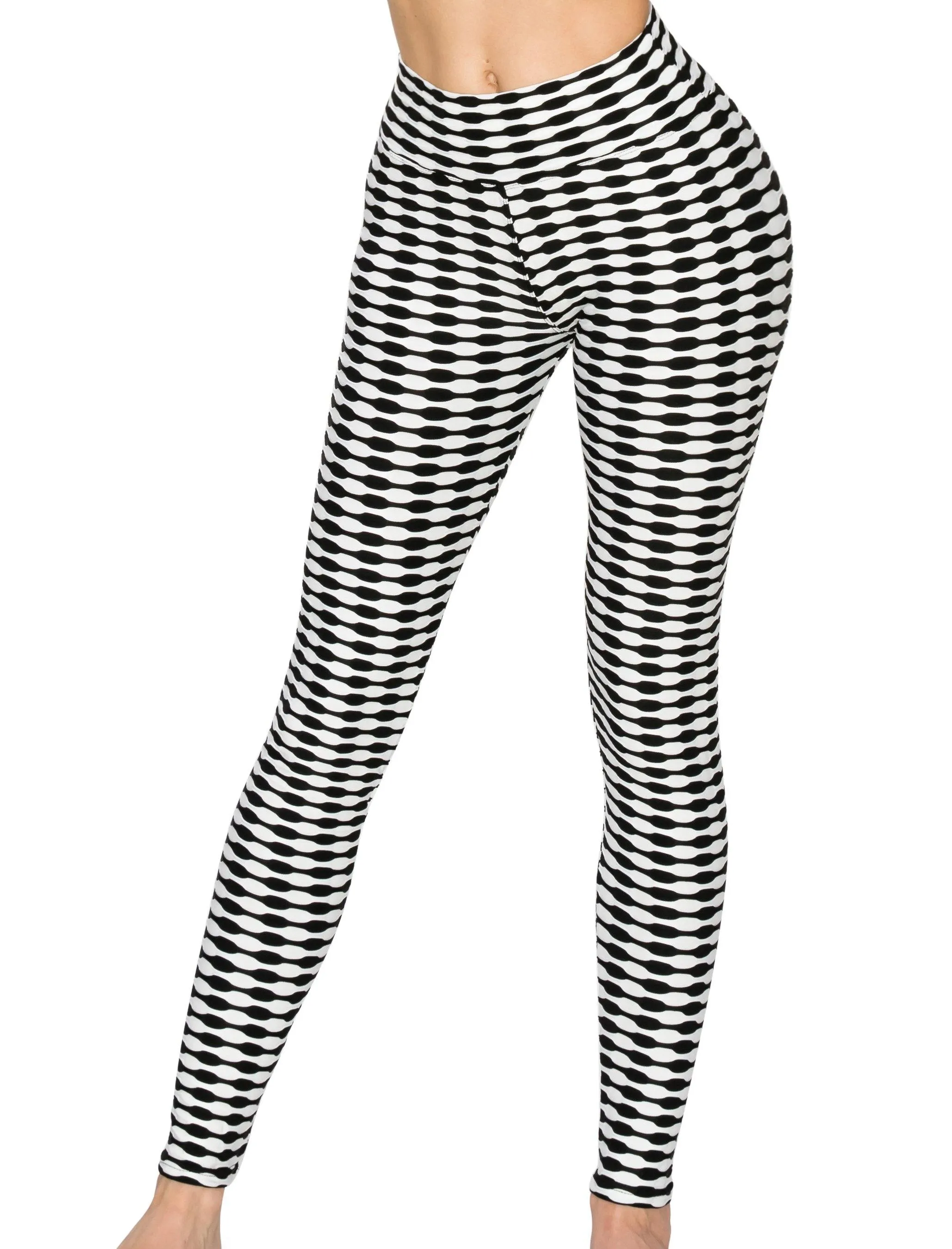 Textured 3D Booty Yoga Pants - High Waist Compression Slimming Butt Lift Patterned Pants