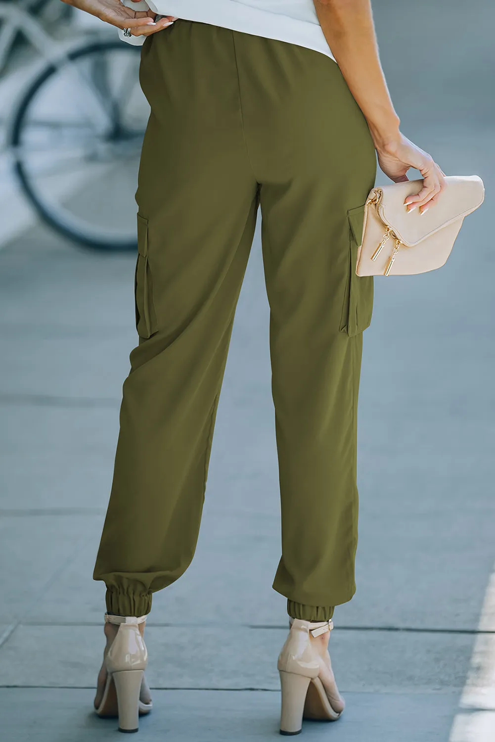 Tie Front High Waist Cargo Joggers