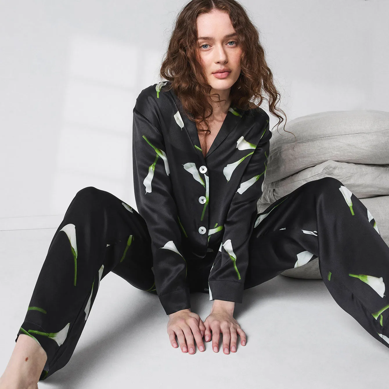 Washable Silk Long Sleeve Pant Set