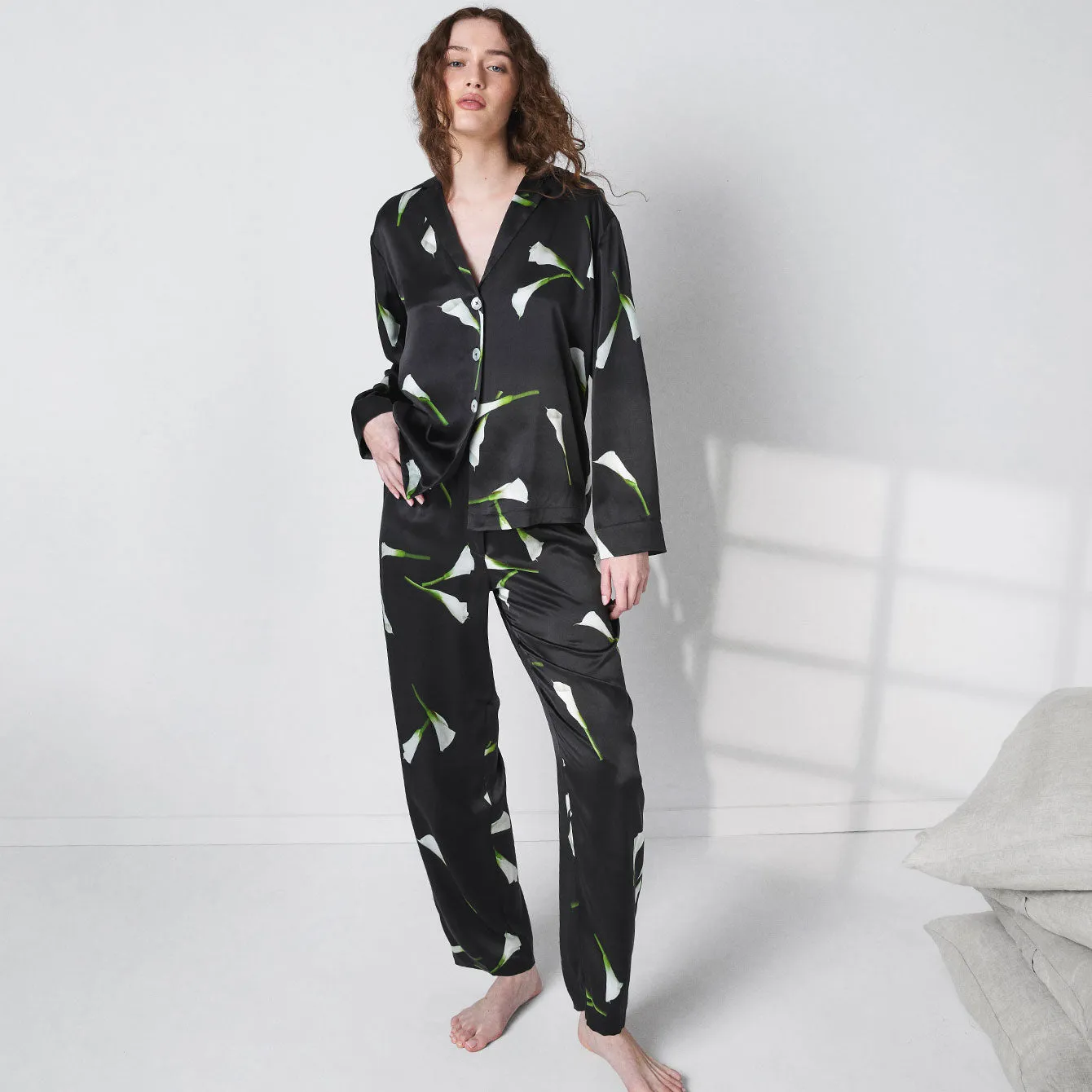 Washable Silk Long Sleeve Pant Set