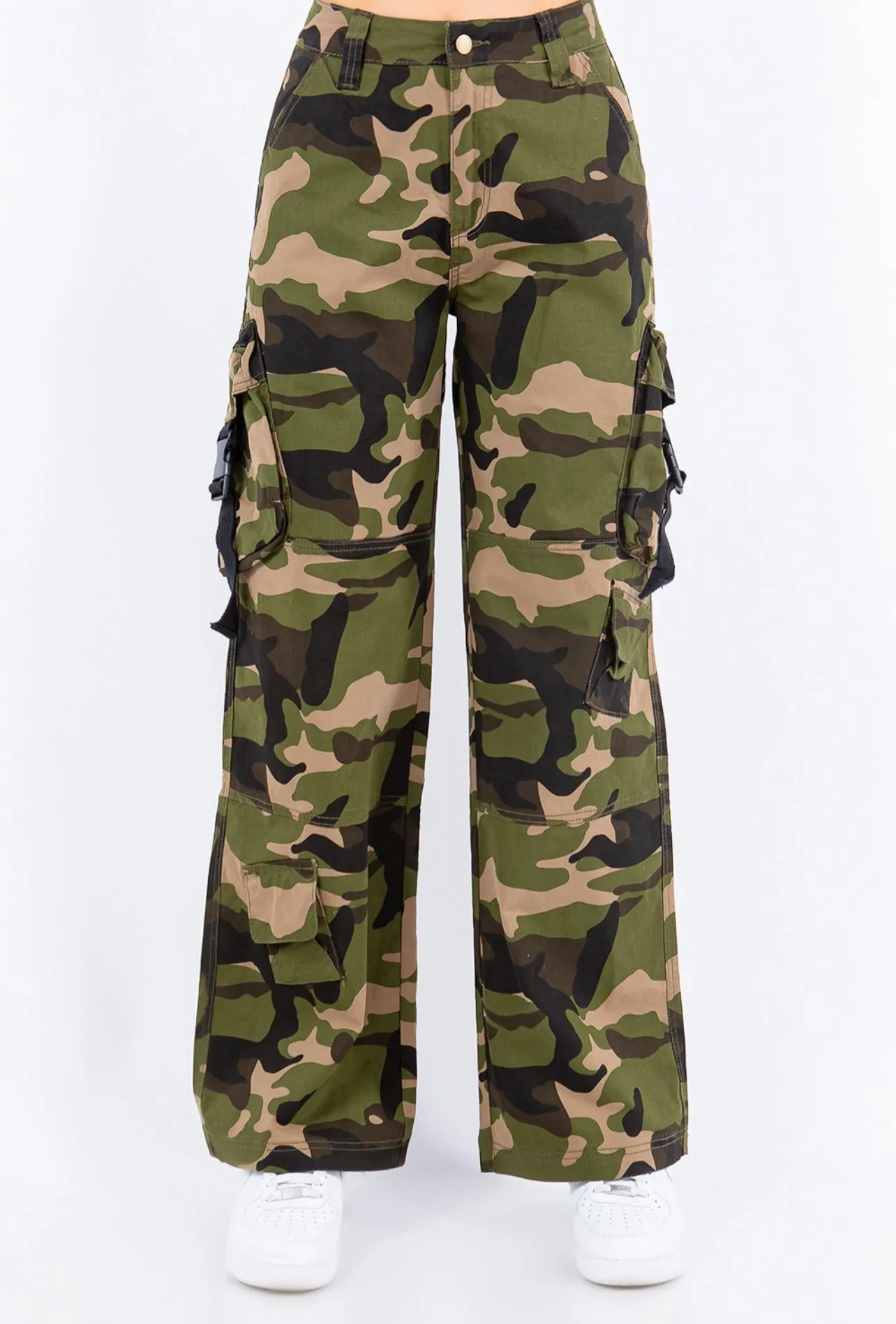 Wide Leg Camo Cargo Pants- HP