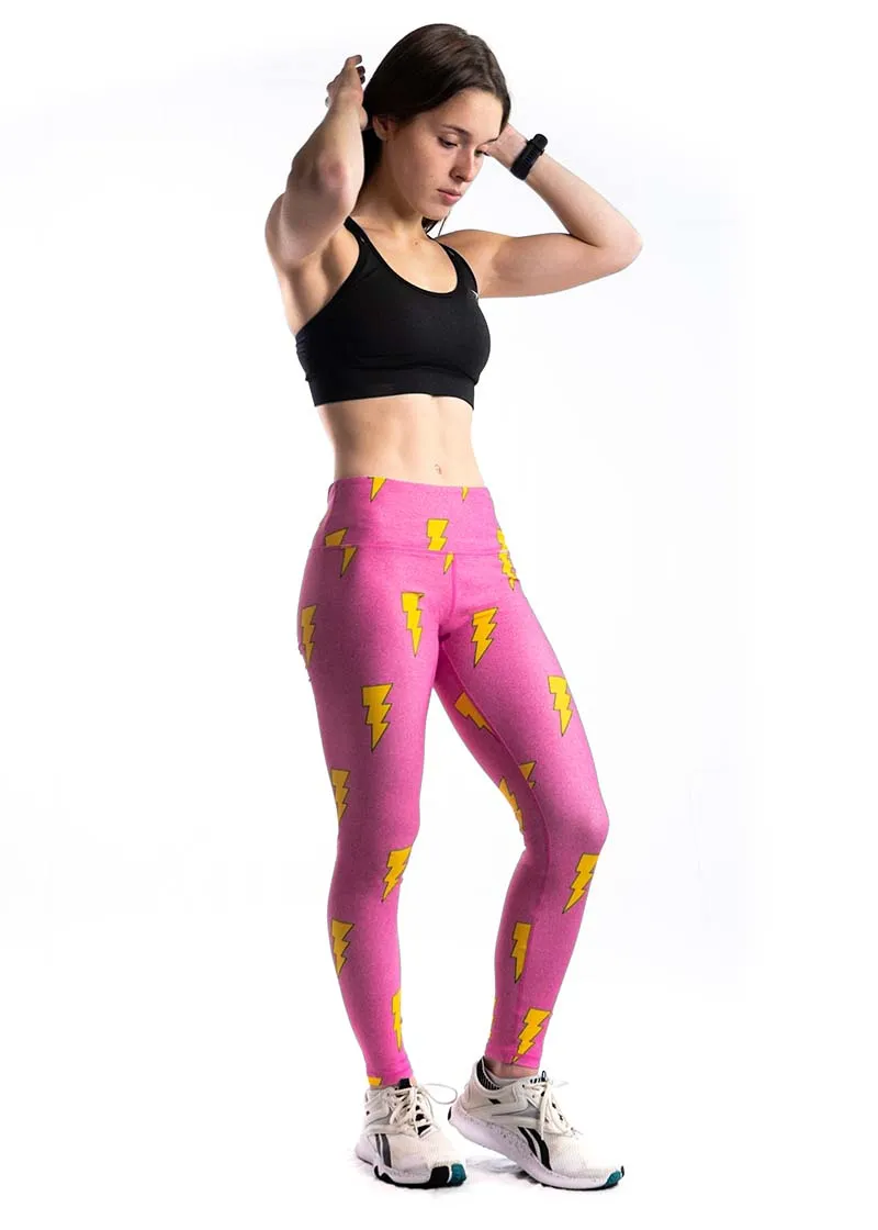 Women's Hot Pink Bolts Leggings