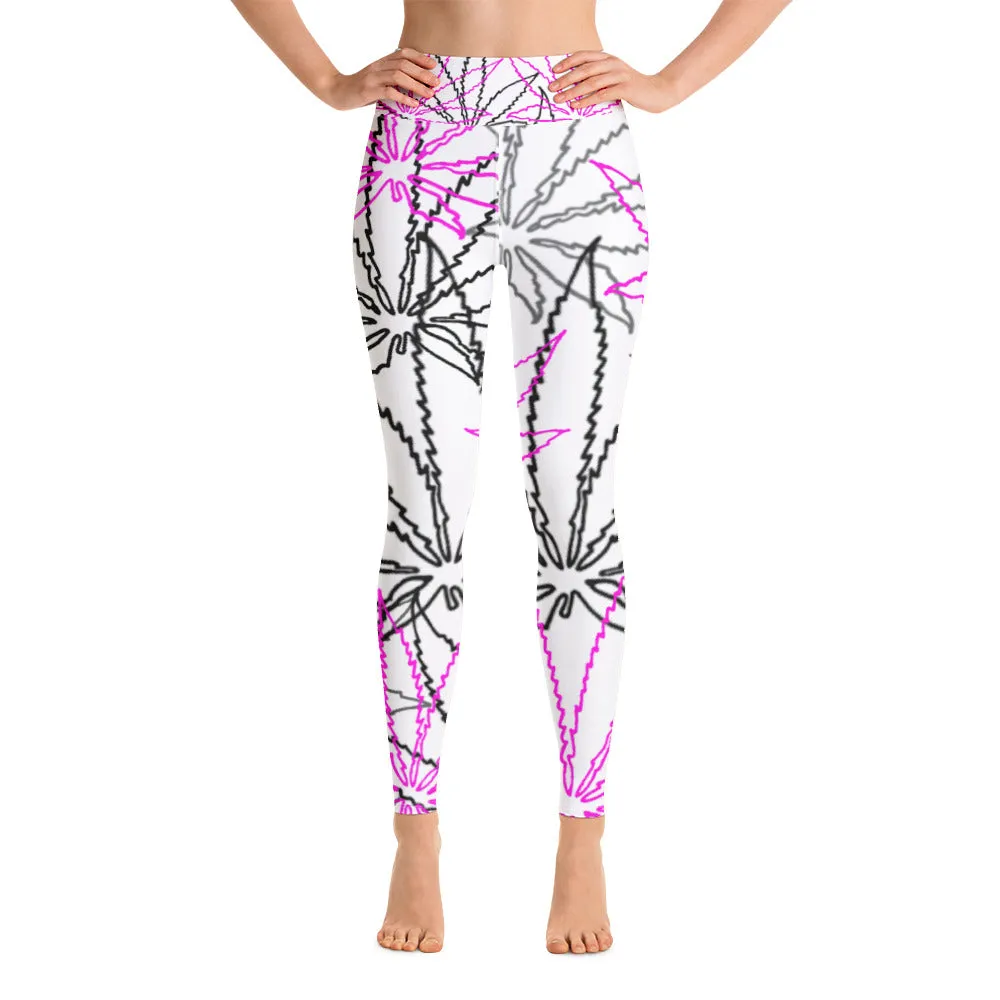 Yoga Black/Pink Leaf E4SO Leggings