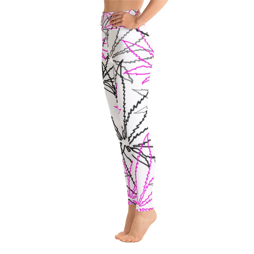 Yoga Black/Pink Leaf E4SO Leggings