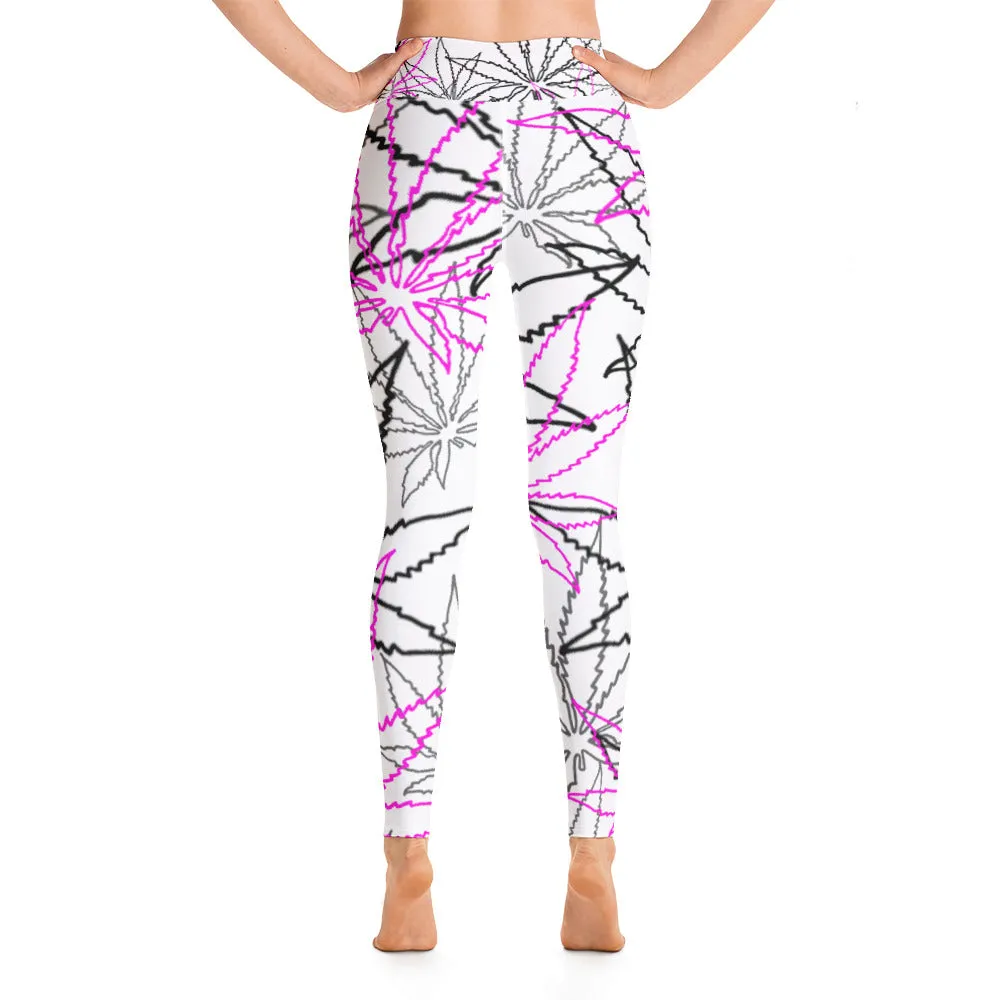 Yoga Black/Pink Leaf E4SO Leggings